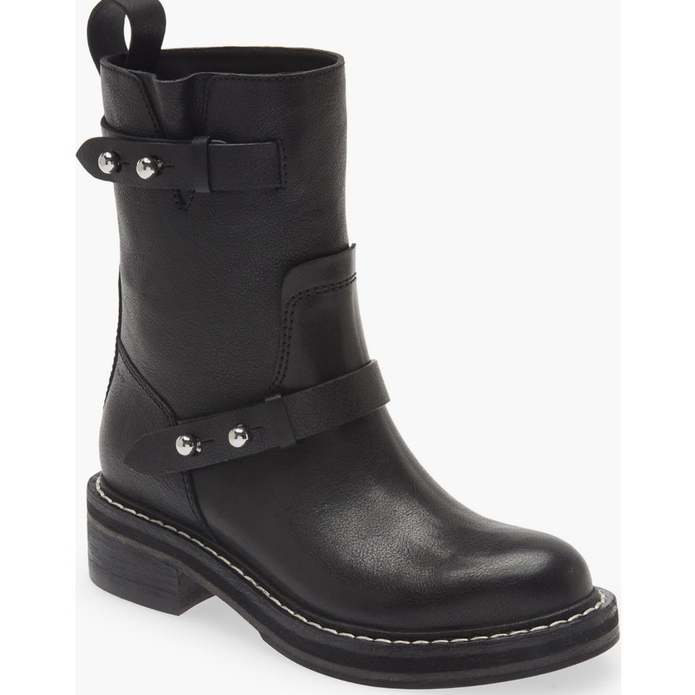 Rag & Bone Leather Buckle Short Moto Boots Size 37.5